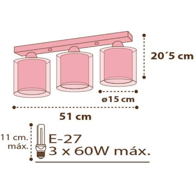 Dalber Birds Τρίφωτο Φωτιστικό Οροφής για Παιδικό Δωμάτιο A++ Pink (60293)