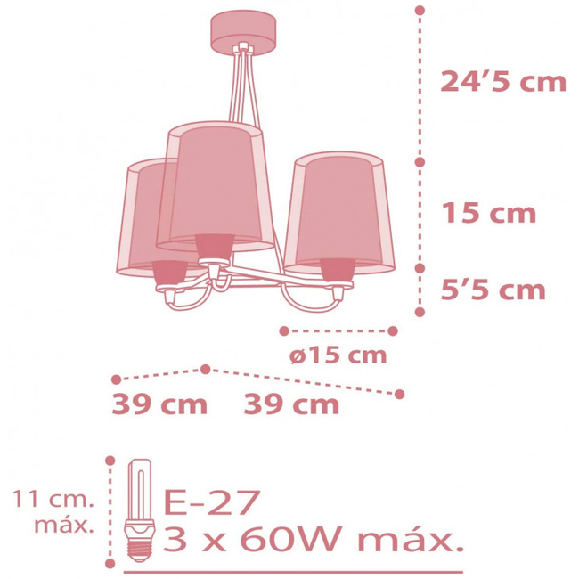 Dalber Τρίφωτο Φωτιστικό Οροφής για Παιδικό Δωμάτιο LIGHT FEELING PINK 81197S