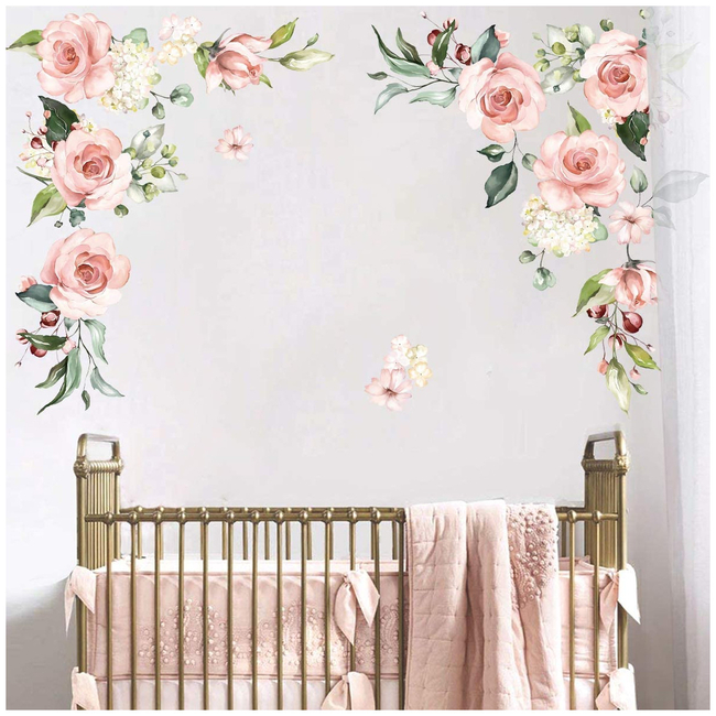 Decalmile Wall Stickers For Kids Room 4 sheets Garden Flowers DM0651