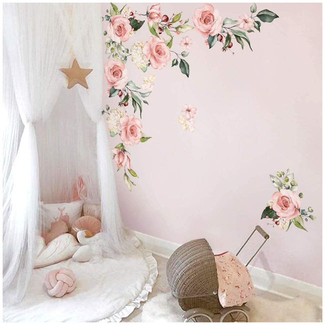 Decalmile Wall Stickers For Kids Room 4 sheets Garden Flowers DM0651