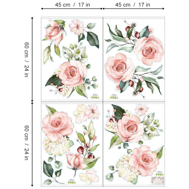 Decalmile Wall Stickers For Kids Room 4 sheets Garden Flowers DM0651