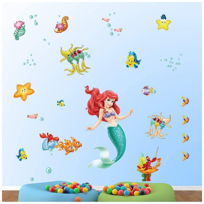 Decalmile Αυτοκόλλητα Τοίχου Για Παιδικό Δωμάτιο Little Mermaid DM0312