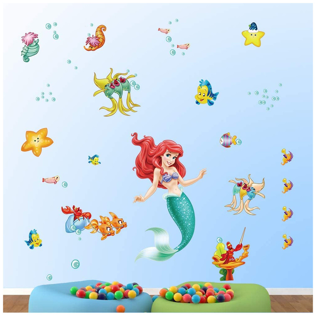 Decalmile Wall Stickers For Kids Room Little Mermaid DM0312