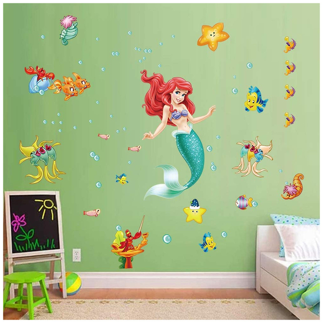 Decalmile Αυτοκόλλητα Τοίχου Για Παιδικό Δωμάτιο Little Mermaid DM0312