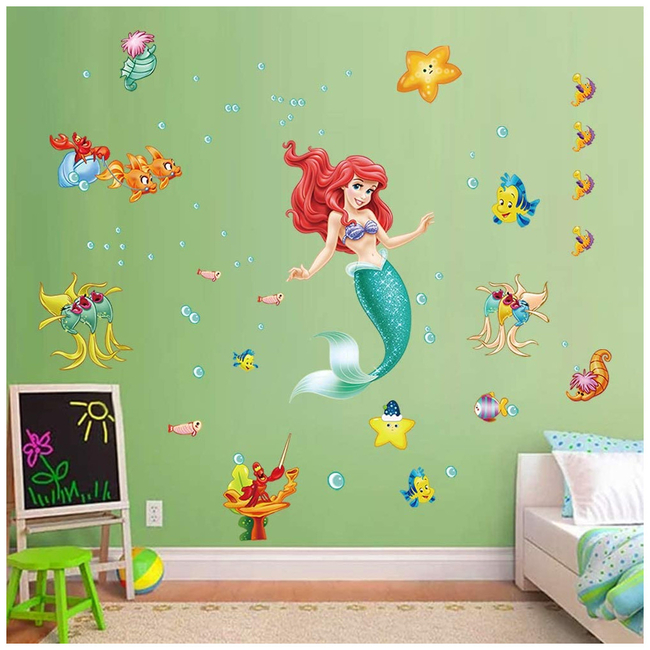 Decalmile Αυτοκόλλητα Τοίχου Για Παιδικό Δωμάτιο Little Mermaid DM0312