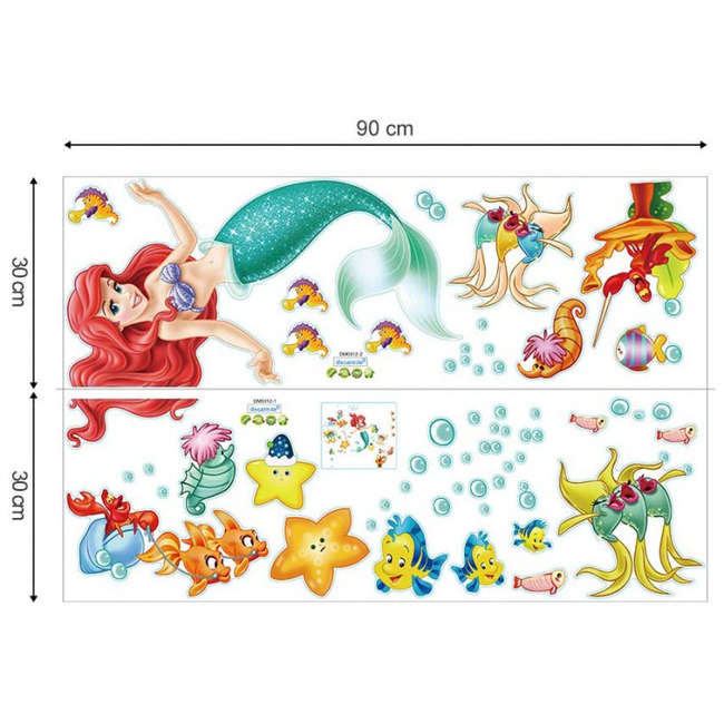 Decalmile Wall Stickers For Kids Room Little Mermaid DM0312