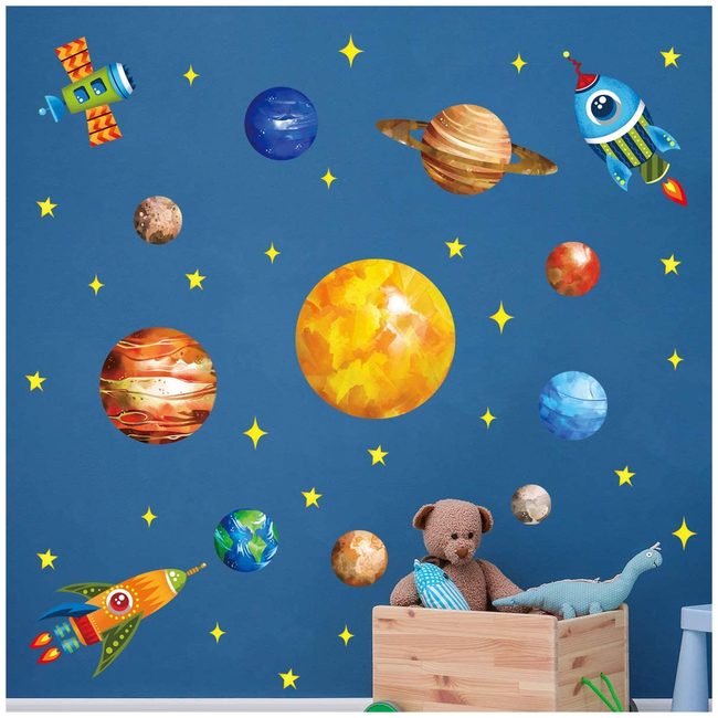 Decalmile Αυτοκόλλητα Τοίχου Για Παιδικό Δωμάτιο Planets DM0586