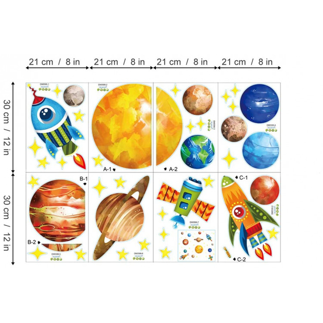 Decalmile Αυτοκόλλητα Τοίχου Για Παιδικό Δωμάτιο Planets DM0586