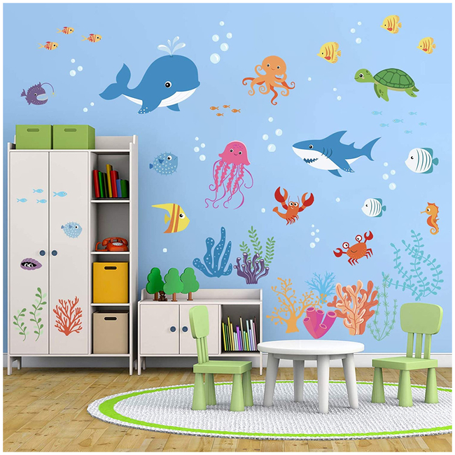 Decalmile Wall Stickers For Kids Room Under the Sea DM0193