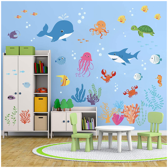Decalmile Αυτοκόλλητα Τοίχου Για Παιδικό Δωμάτιο Under the Sea DM0193