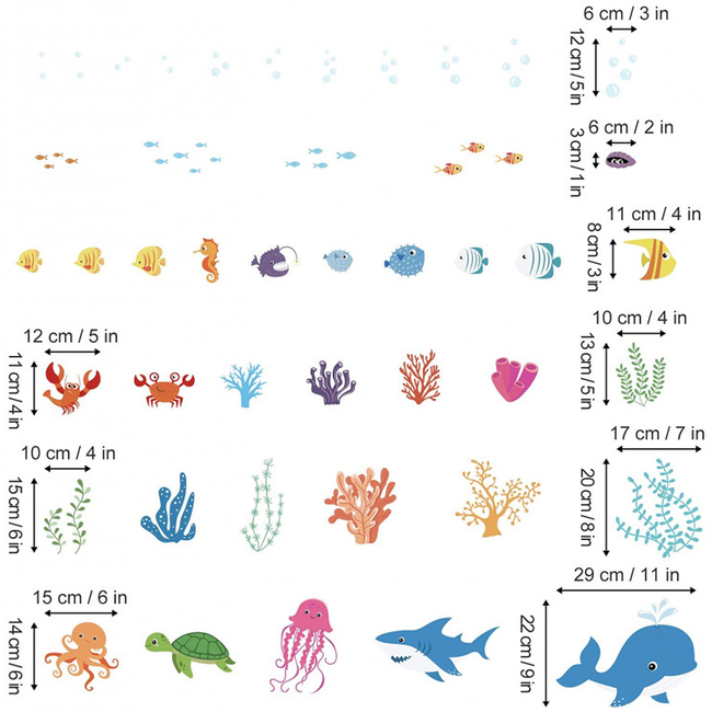 Decalmile Αυτοκόλλητα Τοίχου Για Παιδικό Δωμάτιο Under the Sea DM0193