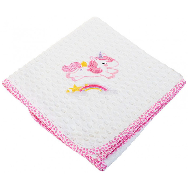 Dimcol baby cuddling blanket with 80x110cm unicorn 42 White