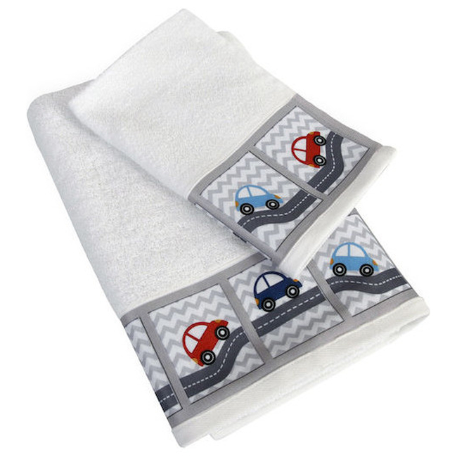Dimcol Set of 2 -piece baby towels 30x50 & 70x140 cm Auto Road 56