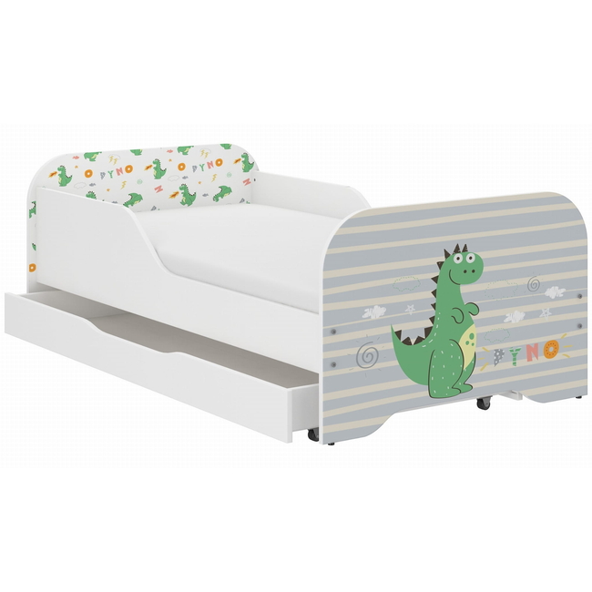 Παιδικό Κρεβάτι Miki 160 x 80 cm με Συρτάρι + Δώρο Στρώμα - Dino