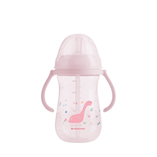 Kikka Boo Κύπελλο PP με καλαμάκι σιλικόνης 300ml Dino World Pink 31302030076