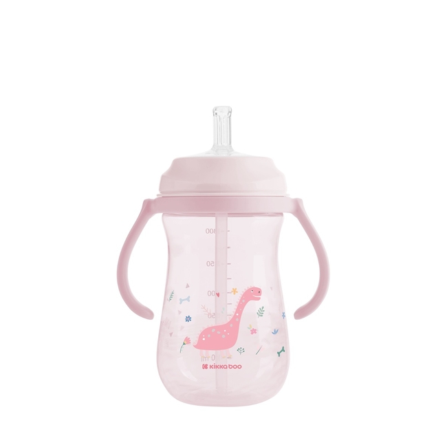 Kikka Boo Κύπελλο PP με καλαμάκι σιλικόνης 300ml Dino World Pink 31302030076