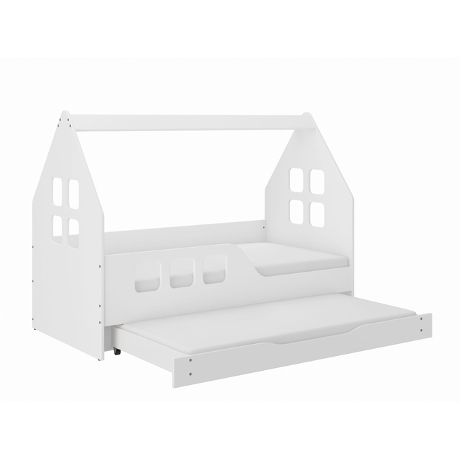 Domek Montessori Children's Bed 160 x 80 cm with Drawer & 2nd sleeping position (GIFT 2 MATTRESSES) White L