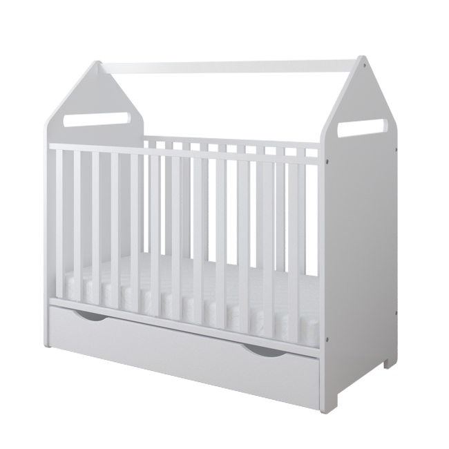 Baby Cradle House 2 in 1 for mattress 60x120 cm with Drawer White