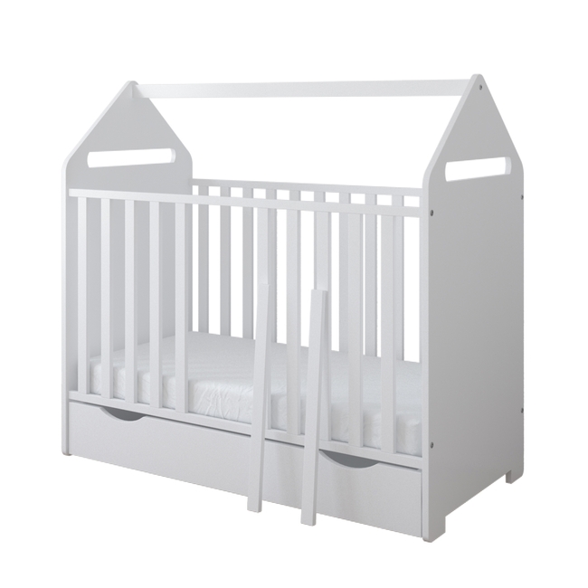 Baby Cradle House 2 in 1 for mattress 60x120 cm with Drawer White