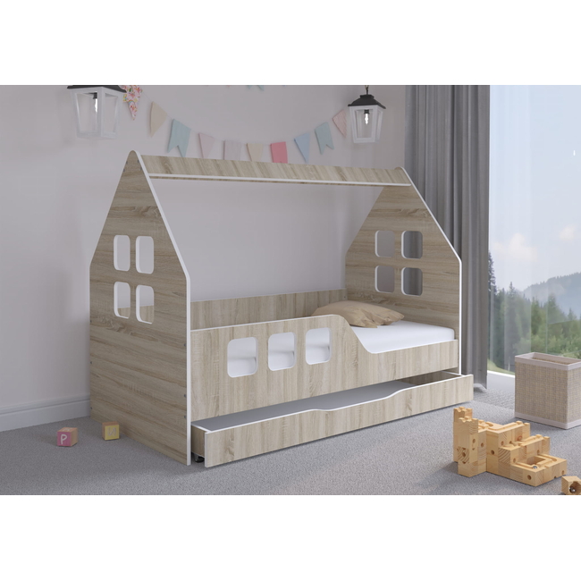 Παιδικό Κρεβάτι Domek Montessori με Συρτάρι 160 x 80 cm (ΔΩΡΟ ΤΟ ΣΤΡΩΜΑ) Φυσικό L