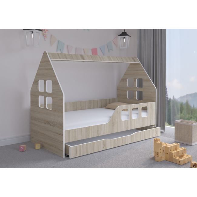 Montessori Children's Bed with Drawer 160 x 80 cm Natural R