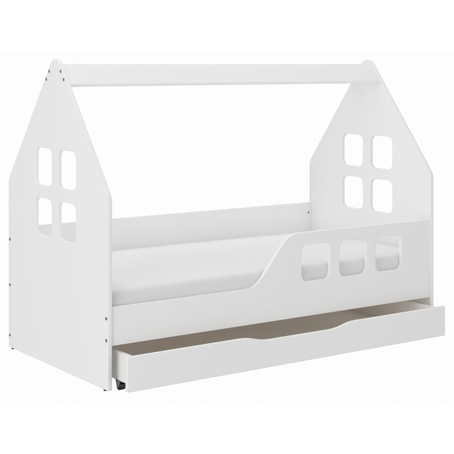 Domek Montessori Children's Bed with Drawer 160 x 80 cm White R