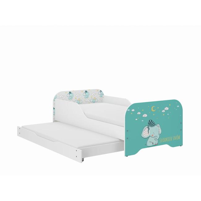 Παιδικό Κρεβάτι Miki 2 in 1 με Συρτάρι & 2η θέση ύπνου 160 x 80 cm + Δώρο 2 Στρώματα - Elephant