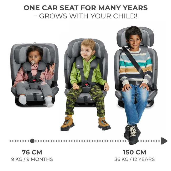 Kinderkraft Oneto3 i-Size Child Car Seat 76-150cm (9-36kg) Cool Grey KCONE300GRY0000