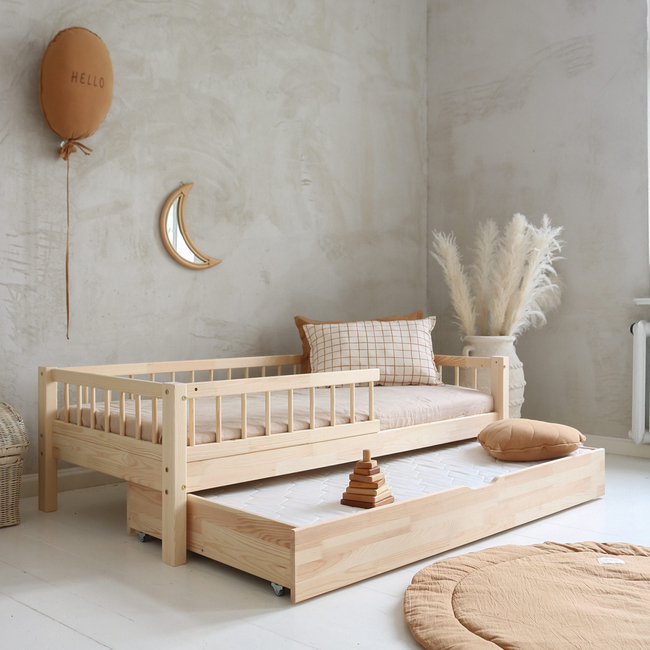 Luletto Basic Bello Plus Ξύλινο Παιδικό Κρεβάτι με Συρτάρι ύπνου & Κάγκελα