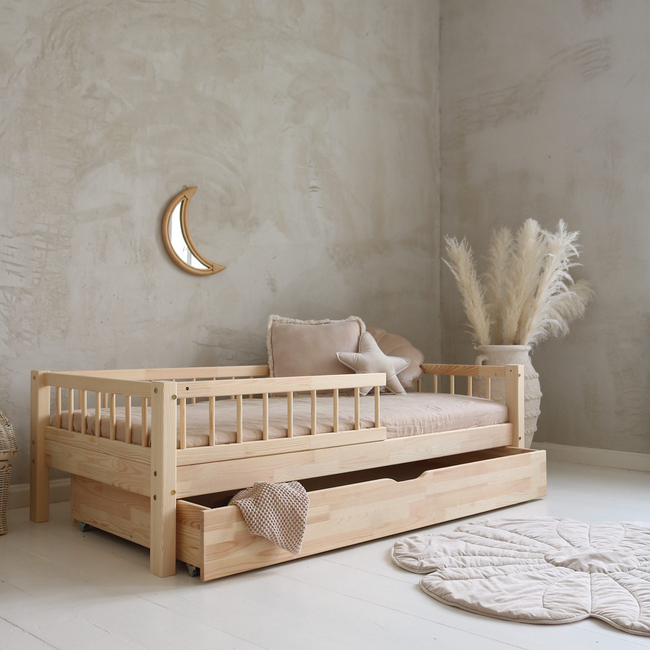 Luletto Basic Bello Plus Ξύλινο Παιδικό Κρεβάτι με Συρτάρι ύπνου & Κάγκελα