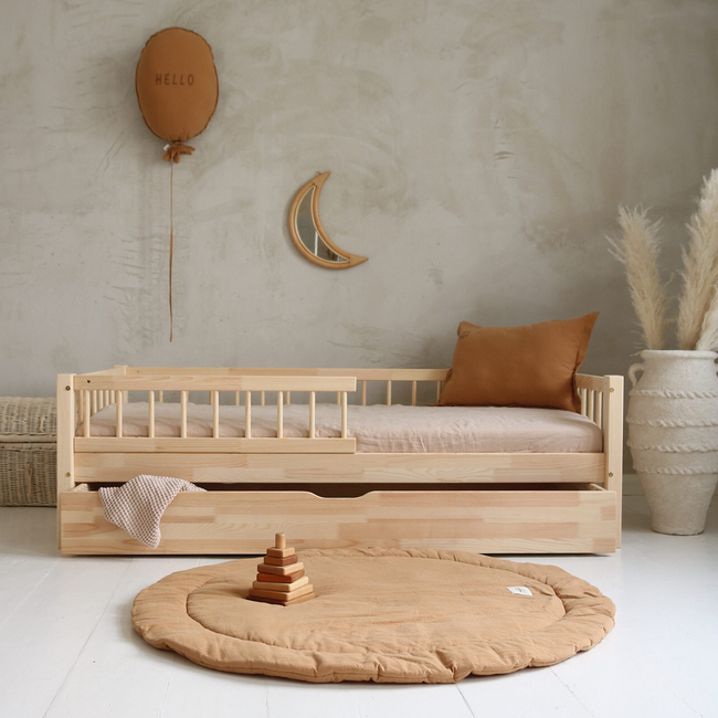 Luletto Basic Bello Plus Ξύλινο Παιδικό Κρεβάτι με Συρτάρι ύπνου & Κάγκελα