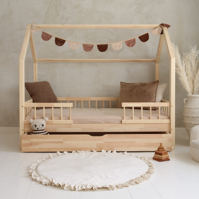 Luletto Bello Duo Plus – Παιδικό Κρεβάτι Σπιτάκι με Κάγκελα & Συρτάρι Ύπνου