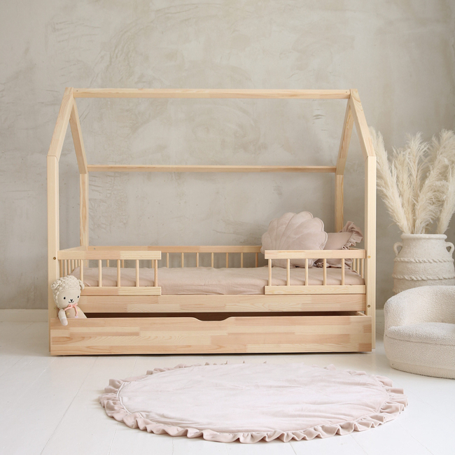 Luletto Bello Duo Plus – Παιδικό Κρεβάτι Σπιτάκι με Κάγκελα & Συρτάρι Ύπνου