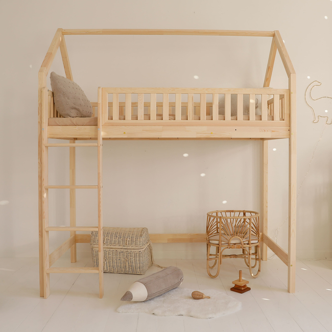 Luletto Bianco Loft – Υπερυψωμένη Κουκέτα Σπιτάκι Σε Σκανδιναβικό Στυλ