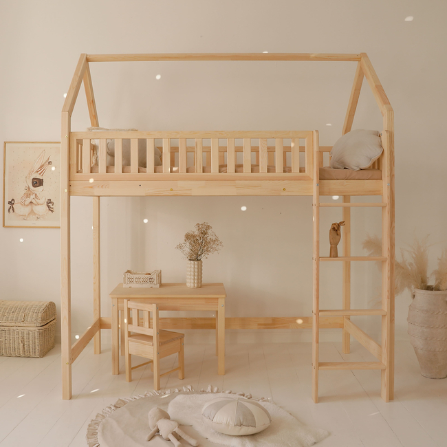 Luletto Bianco Loft – Υπερυψωμένη Κουκέτα Σπιτάκι Σε Σκανδιναβικό Στυλ