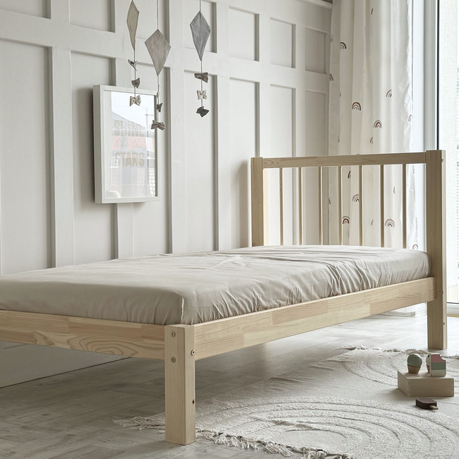 Luletto Simple Bello Παιδικό Κρεβάτι με Πλάτη Ξύλινο Σκανδιναβικού Στυλ