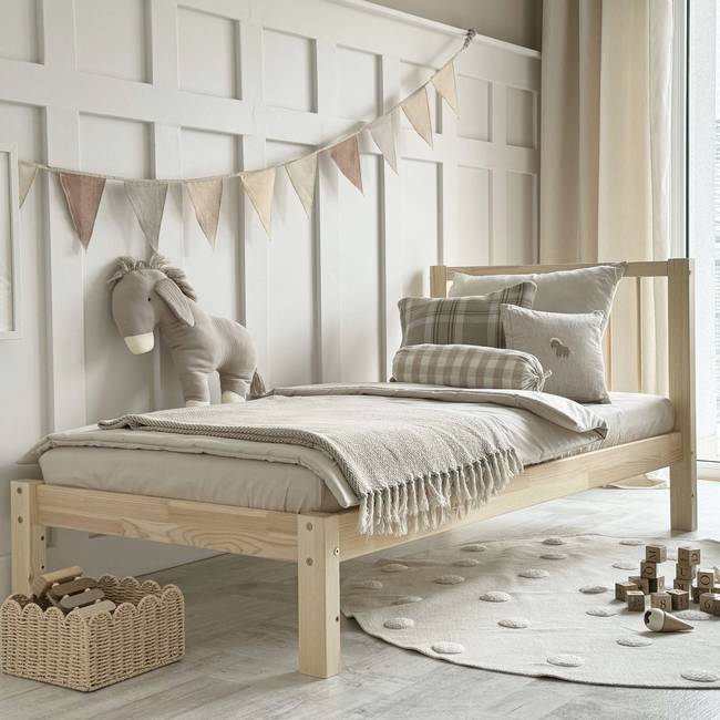 Luletto Simple Bello Παιδικό Κρεβάτι με Πλάτη Ξύλινο Σκανδιναβικού Στυλ
