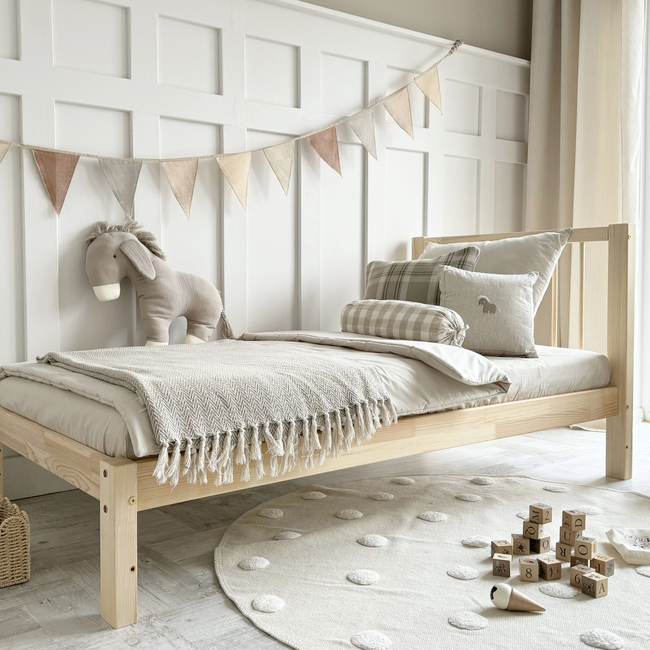 Luletto Simple Bello Παιδικό Κρεβάτι με Πλάτη Ξύλινο Σκανδιναβικού Στυλ