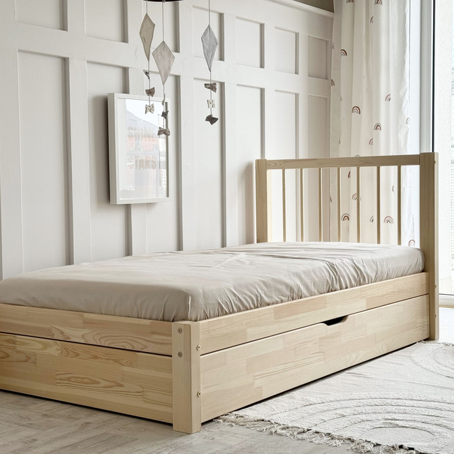 Luletto Simple Bello Plus Ξύλινο Παιδικό Κρεβάτι με Πλάτη & Συρτάρι Ύπνου