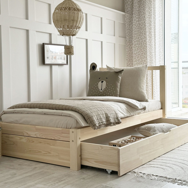 Luletto Simple Bello Plus Ξύλινο Παιδικό Κρεβάτι με Πλάτη & Συρτάρι Ύπνου