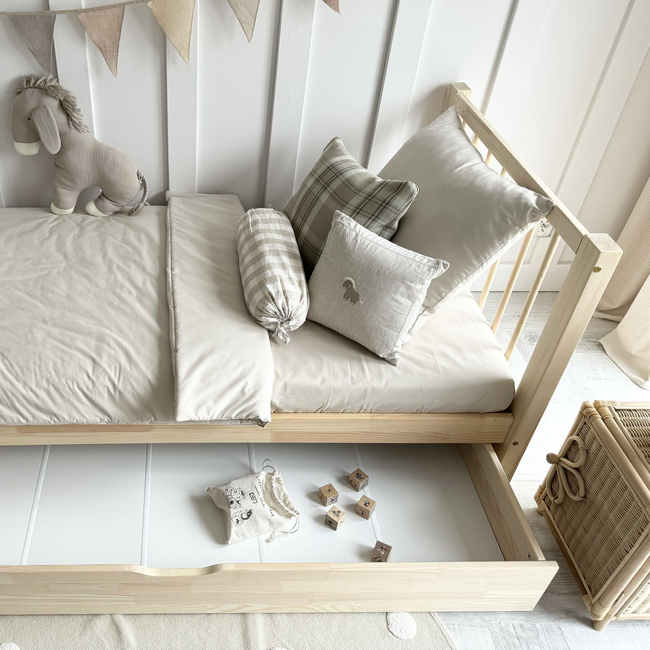 Luletto Simple Bello Plus Ξύλινο Παιδικό Κρεβάτι με Πλάτη & Συρτάρι Ύπνου