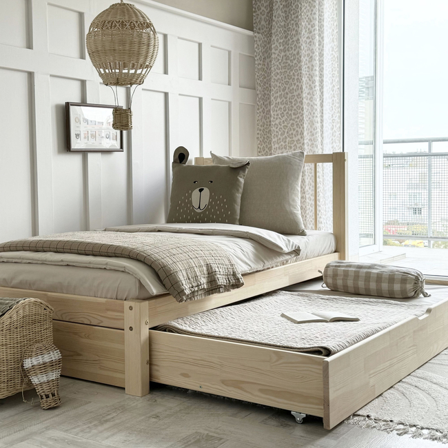 Luletto Simple Bello Plus Ξύλινο Παιδικό Κρεβάτι με Πλάτη & Συρτάρι Ύπνου