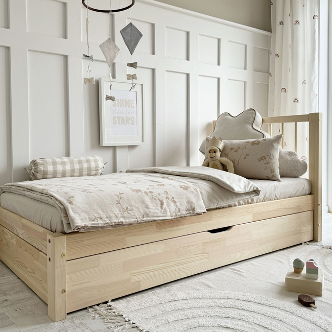 Luletto Simple Bello Plus Ξύλινο Παιδικό Κρεβάτι με Πλάτη & Συρτάρι Ύπνου
