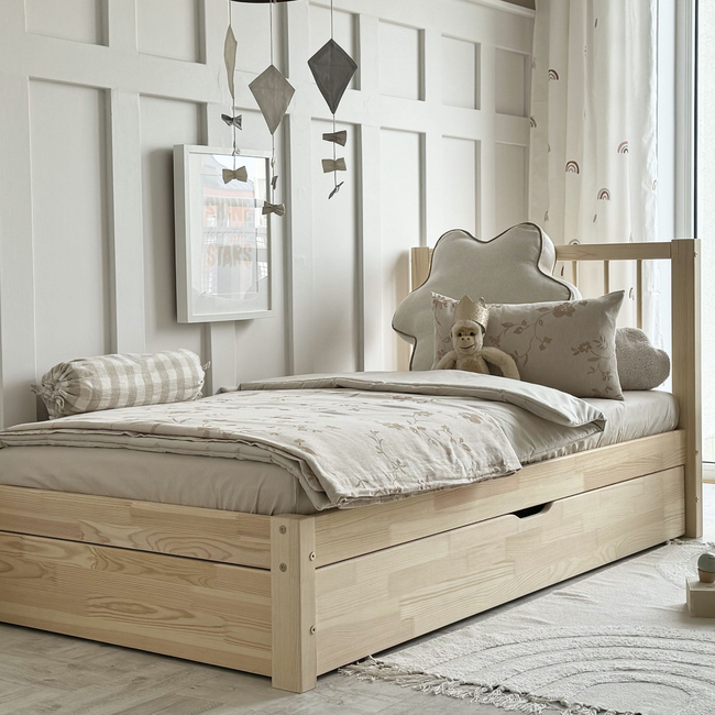Luletto Simple Bello Plus Ξύλινο Παιδικό Κρεβάτι με Πλάτη & Συρτάρι Ύπνου