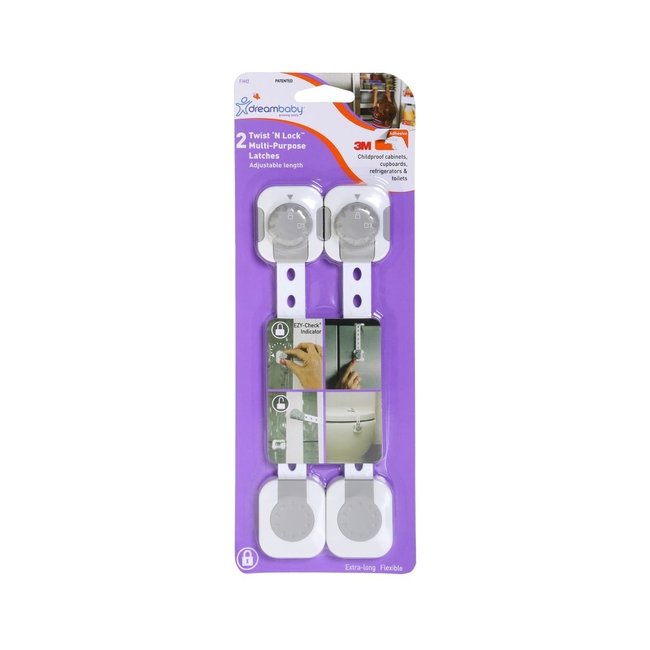 Dreambaby Twist N' Lock Protector for Cabinets & Drawers with White-Grey Plastic Sticker 22cm. BR74693