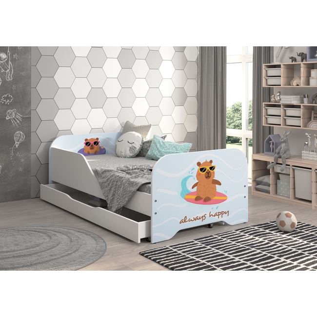 Παιδικό Κρεβάτι Miki 160 x 80 cm με Συρτάρι + Δώρο Στρώμα - Καπιμπάρα Bear