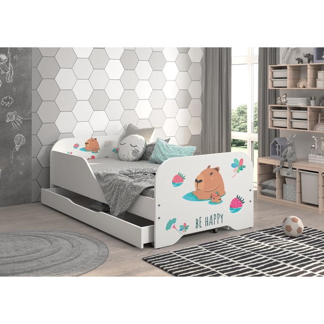 Toddler Children Kids Bed Including Mattress + Drawer 160x80 - Capybara Family