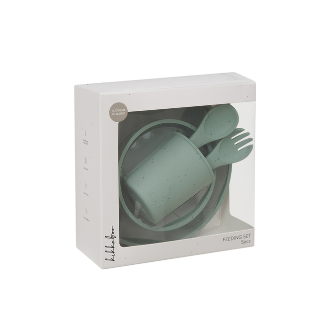 Kikka Boo Σετ Φαγητού 5 τεμαχίων Platinum Silicone Sage 31302050001