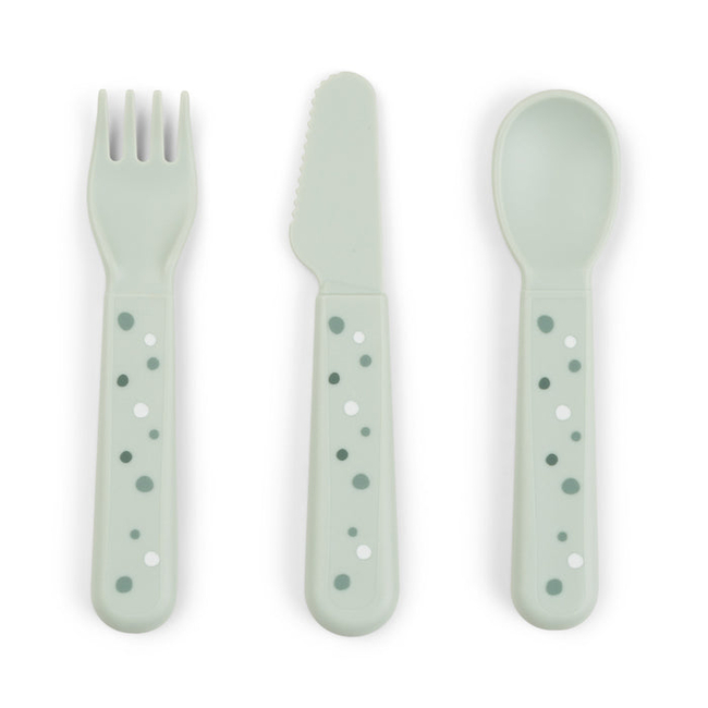 Done By Deer PLASTIC CUTLERY set of 2 happy dots green 12 cm