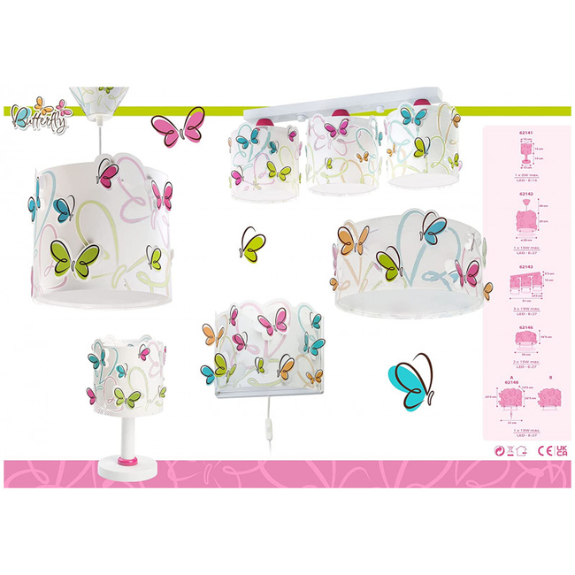 Dalber Hanging Lamb For Childrens Room Butterfly 62142